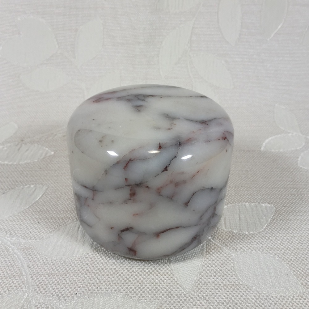 White Marble Cylinder Accent Light Soft Glow USB-C Rechargeable Table Lamp